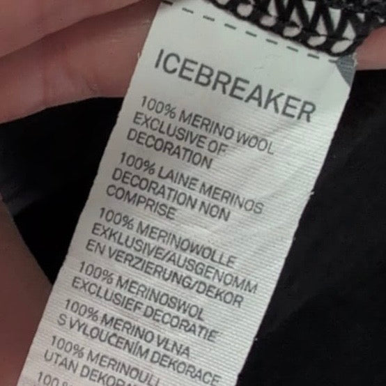 Longsleeve von Icebreaker Merino (XXL Herren) dunkelgrau Brustprint Berge