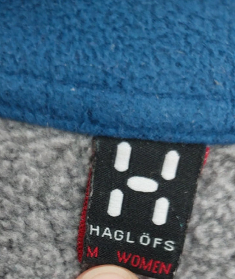Fleece Jacke Haglöfs (Damen M) Strickoptik Kapuze grau - wanderlich.com