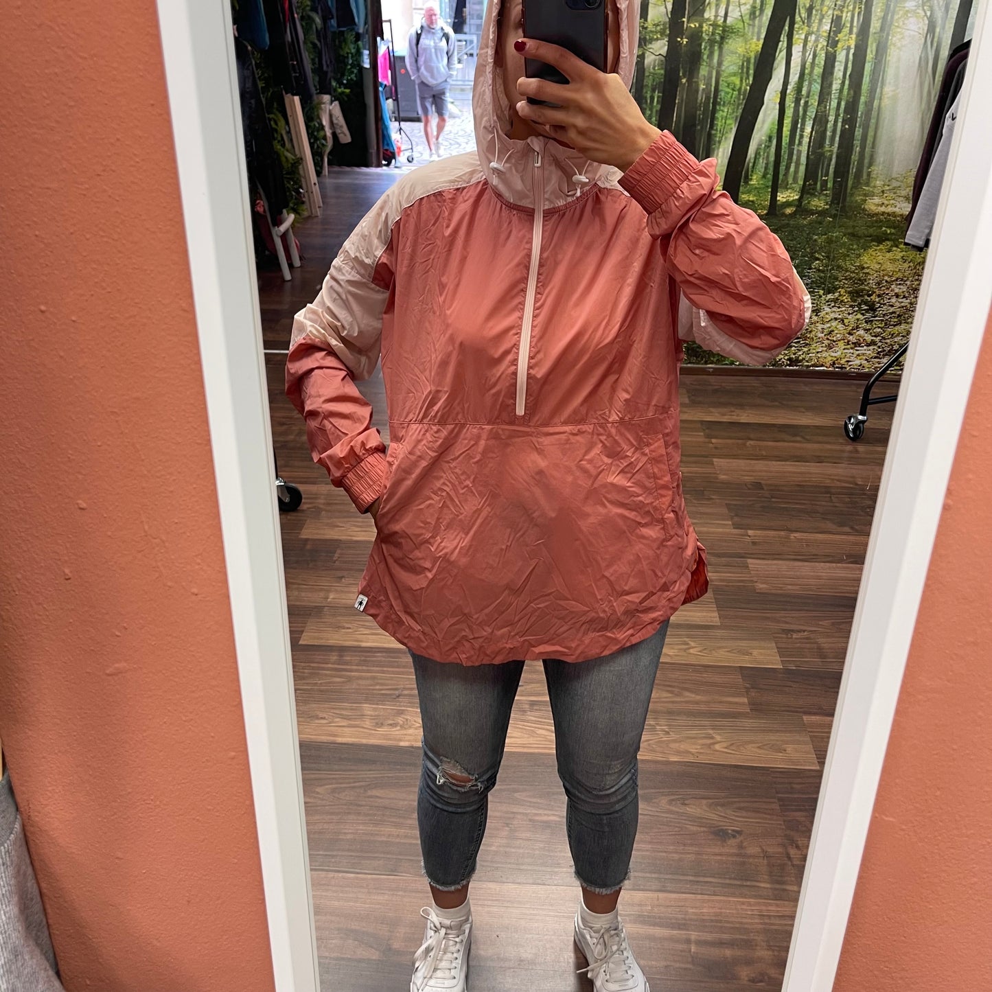 Ultraleichte Regen Jacke mit Merino (M / L Damen) Schlupfjacke rosa