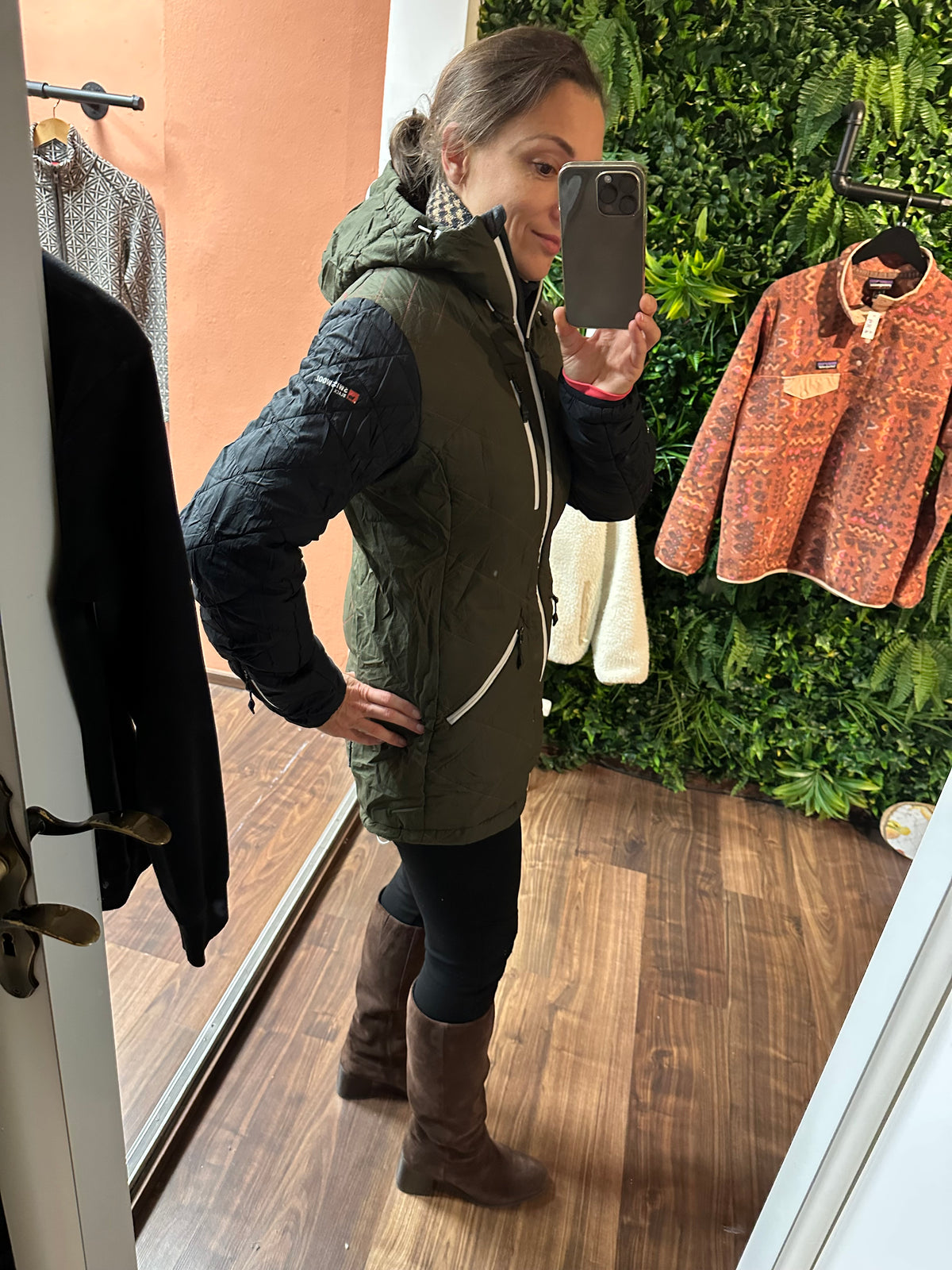 Jacke Ortovox aus Black Swisswool (M Damen) Kapuze khaki schwarz