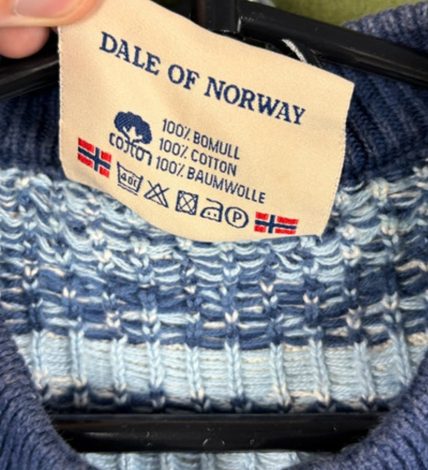 Strick Jacke von Dale of Norway (L Herren) Baumwolle weiß-dunkelblau