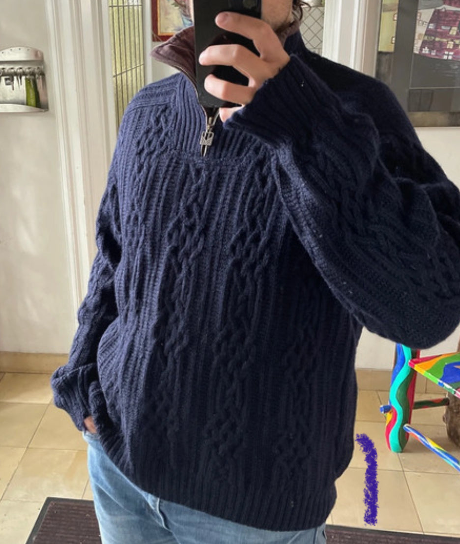 Strick Pullover Dale of Norway (L Herren) Zipper dunkelblau