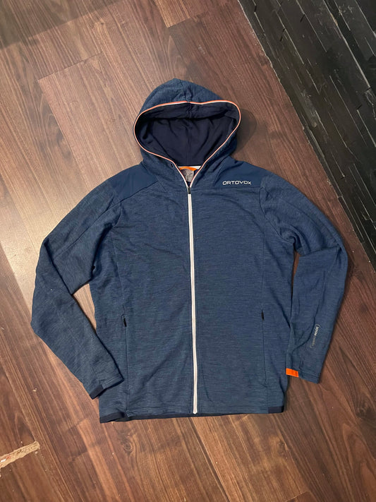 Jacke Ortovox Pure Merino (L Herren) mit Kapuze dunkelblau
