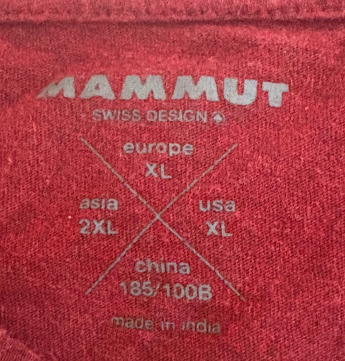 Mammut T-Shirt (Herren XL) Baumwolle dunkelrot Brustprint