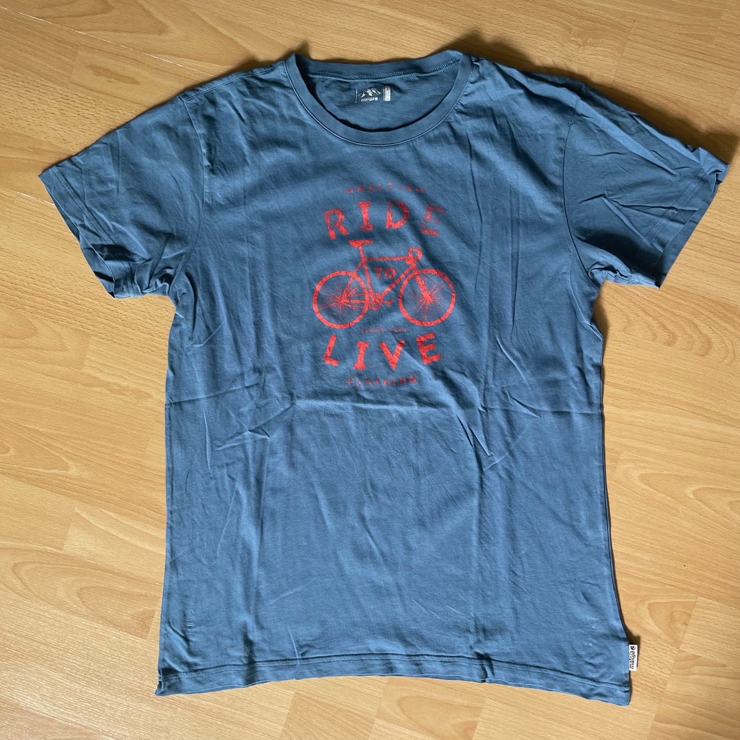 Baumwolle T-Shirt von Maloja (L Herren) blau mit Künstlerprint