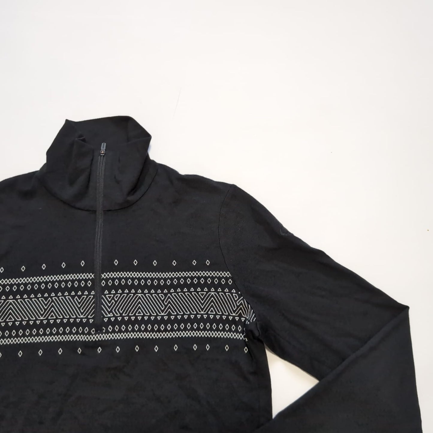 Longsleeve Icebreaker Merino (L Damen) Zip Langarmshirt schwarz Muster