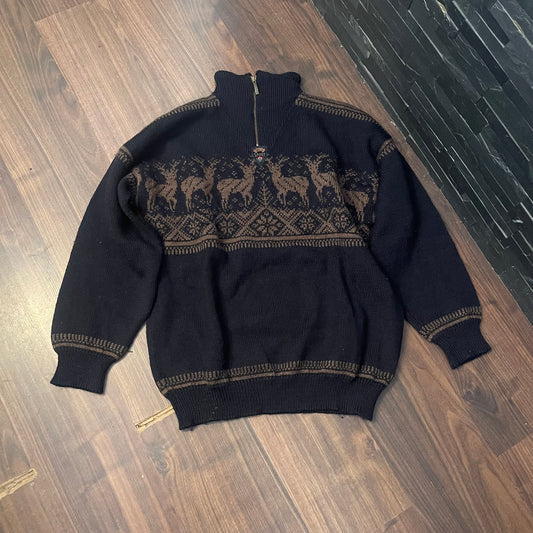 Strick Pullover Dale of Norway (L Herren) Zipper schwarz mit Muster