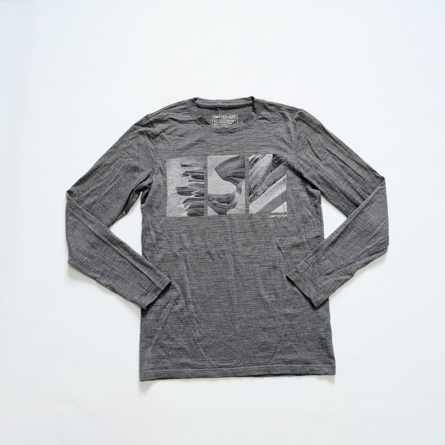 Ortovox 100% Merino Longsleeve (S Herren) grau Print