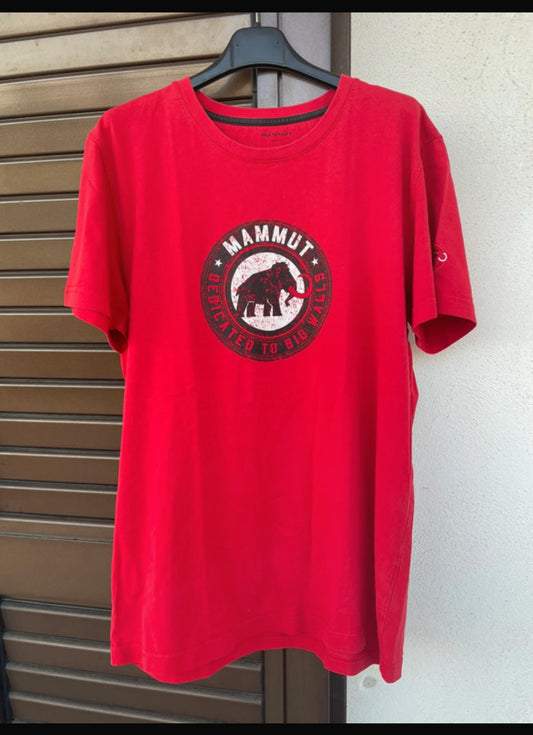 Mammut T-Shirt (Herren L) Baumwolle rot mit Brustprint