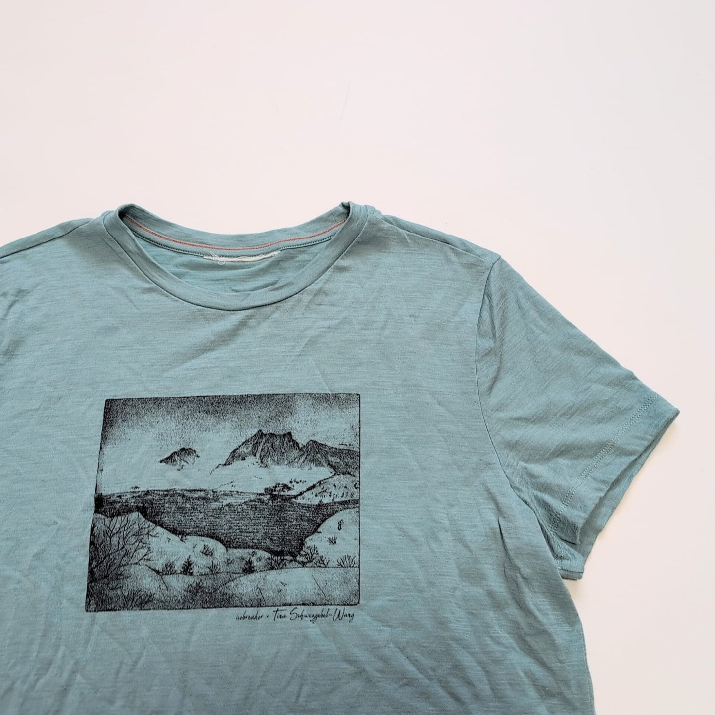 Merino T-Shirt von Icebreaker (M Damen) türkis Print Berge