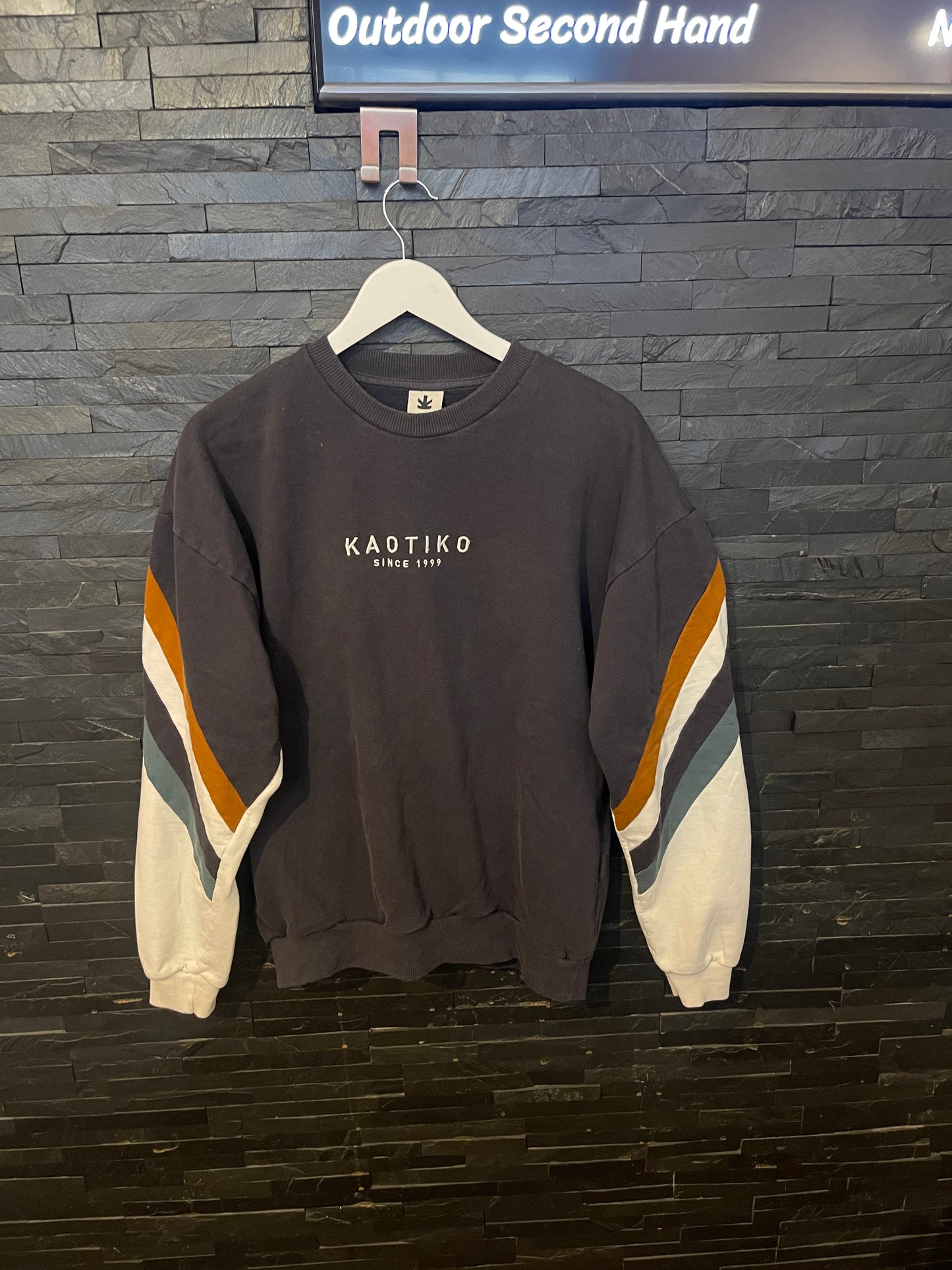 Pullover von Kaotiko M (Unisex) Sweatshirt marineblau braun weiß