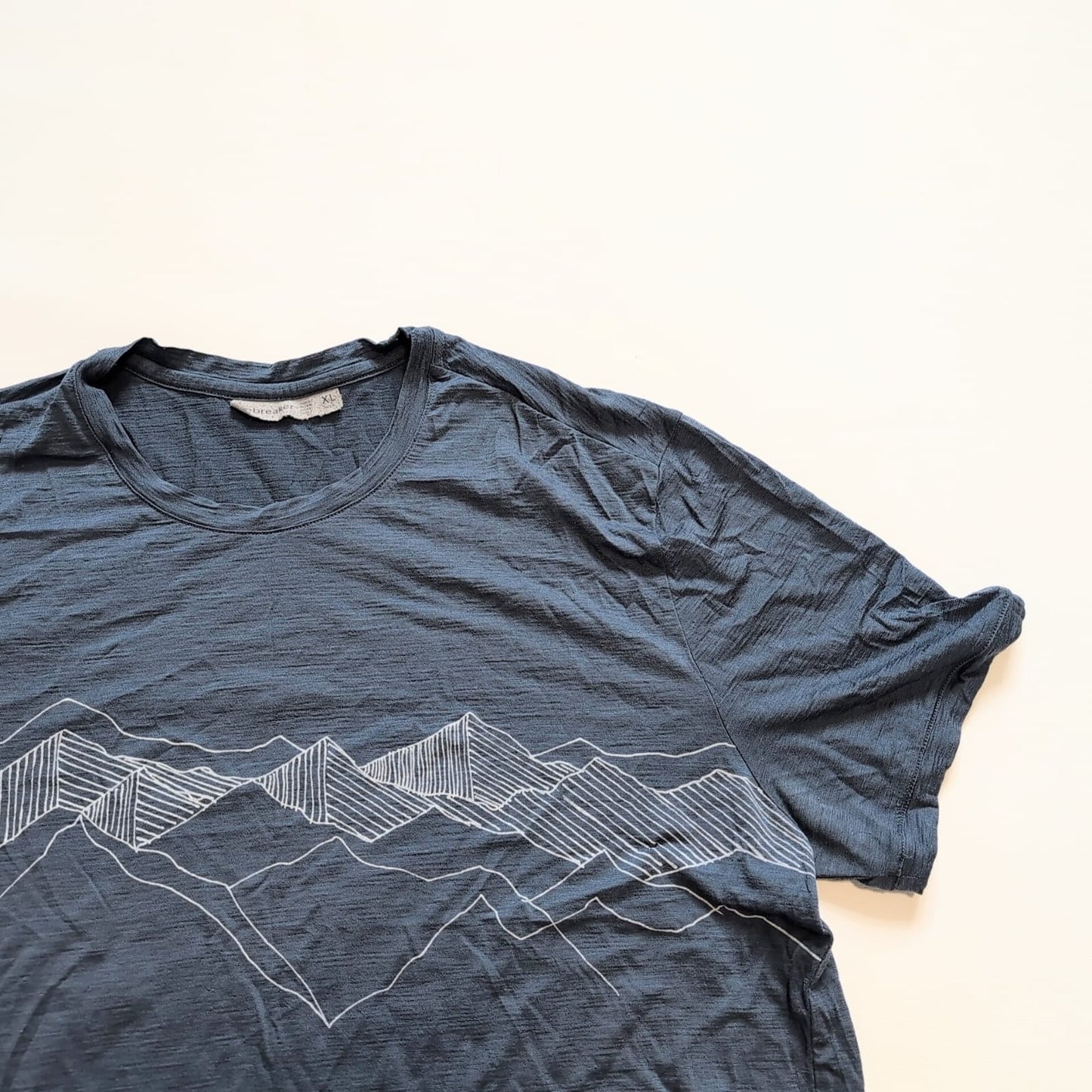Merino T-Shirt Icebreaker (XL Herren) blau Brustprint