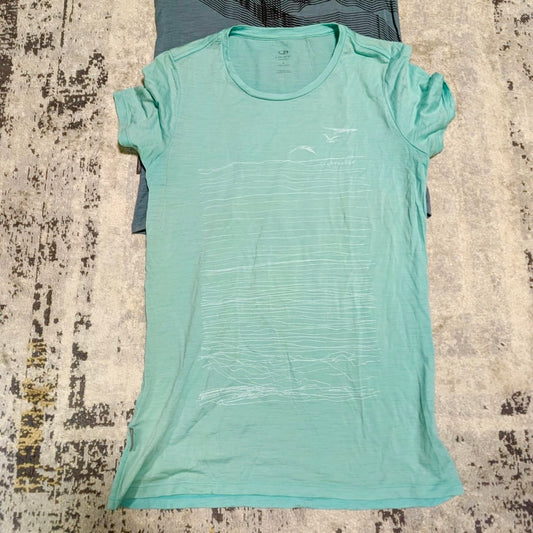Merino T-Shirt von Icebreaker (Damen M) türkis mit Print