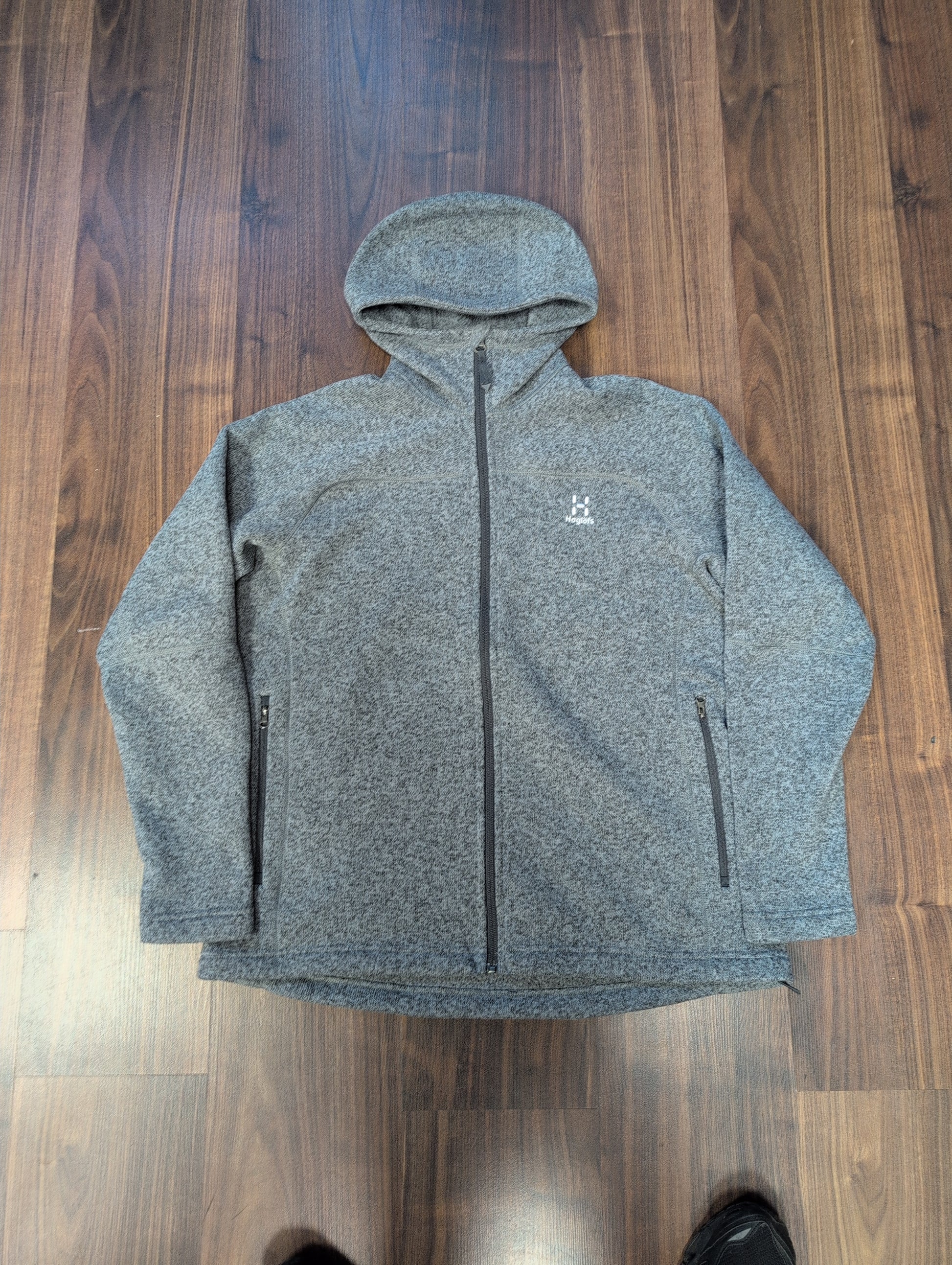 Fleece Jacke von Haglöfs (XL Damen) Zipper Hoodie hellgrau - wanderlich.com