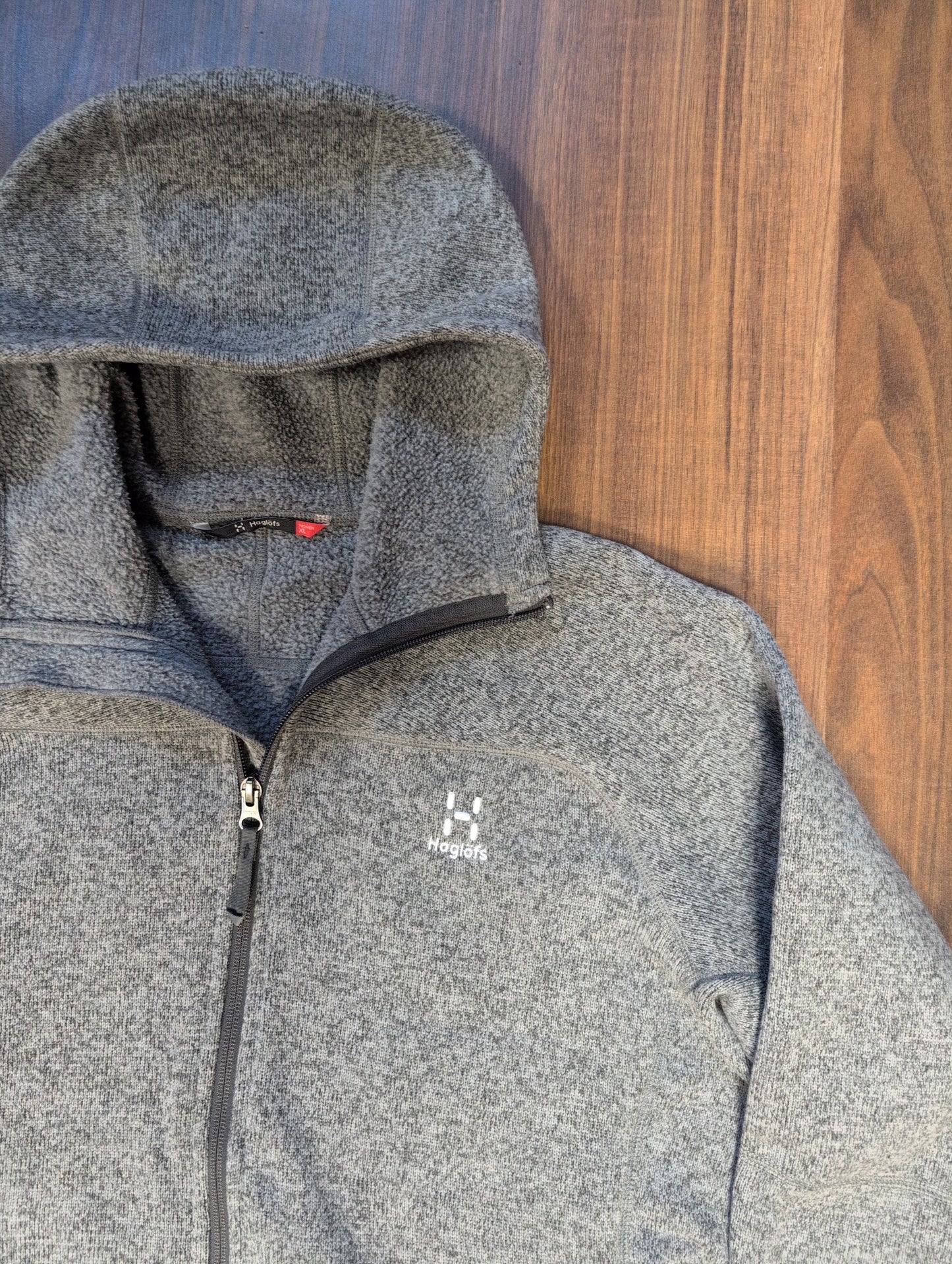 Fleece Jacke von Haglöfs (XL Damen) Zipper Hoodie hellgrau - wanderlich.com