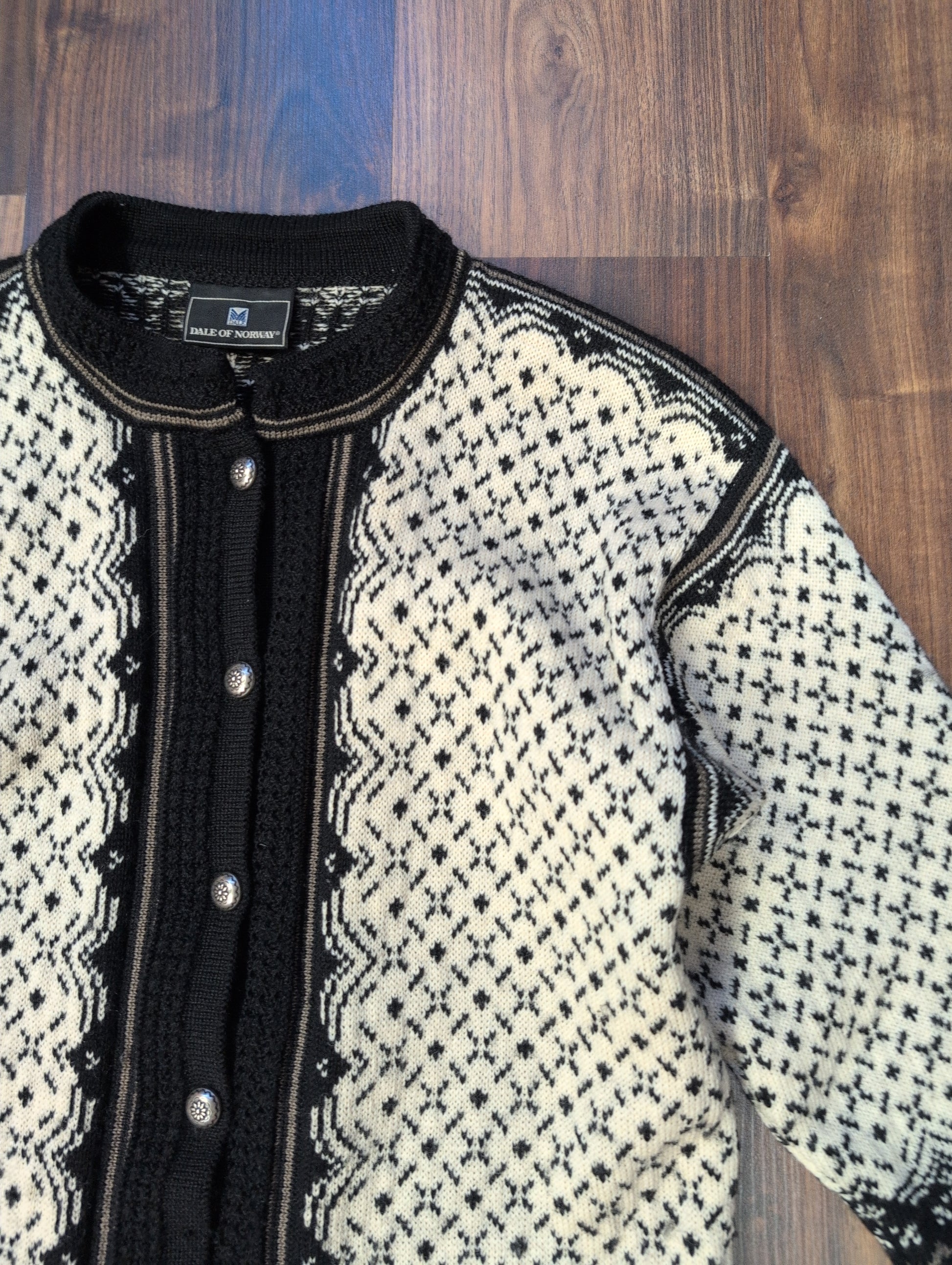 Strick Jacke Dale of Norway (S Damen) pure Wolle schwarz weiß - wanderlich.com