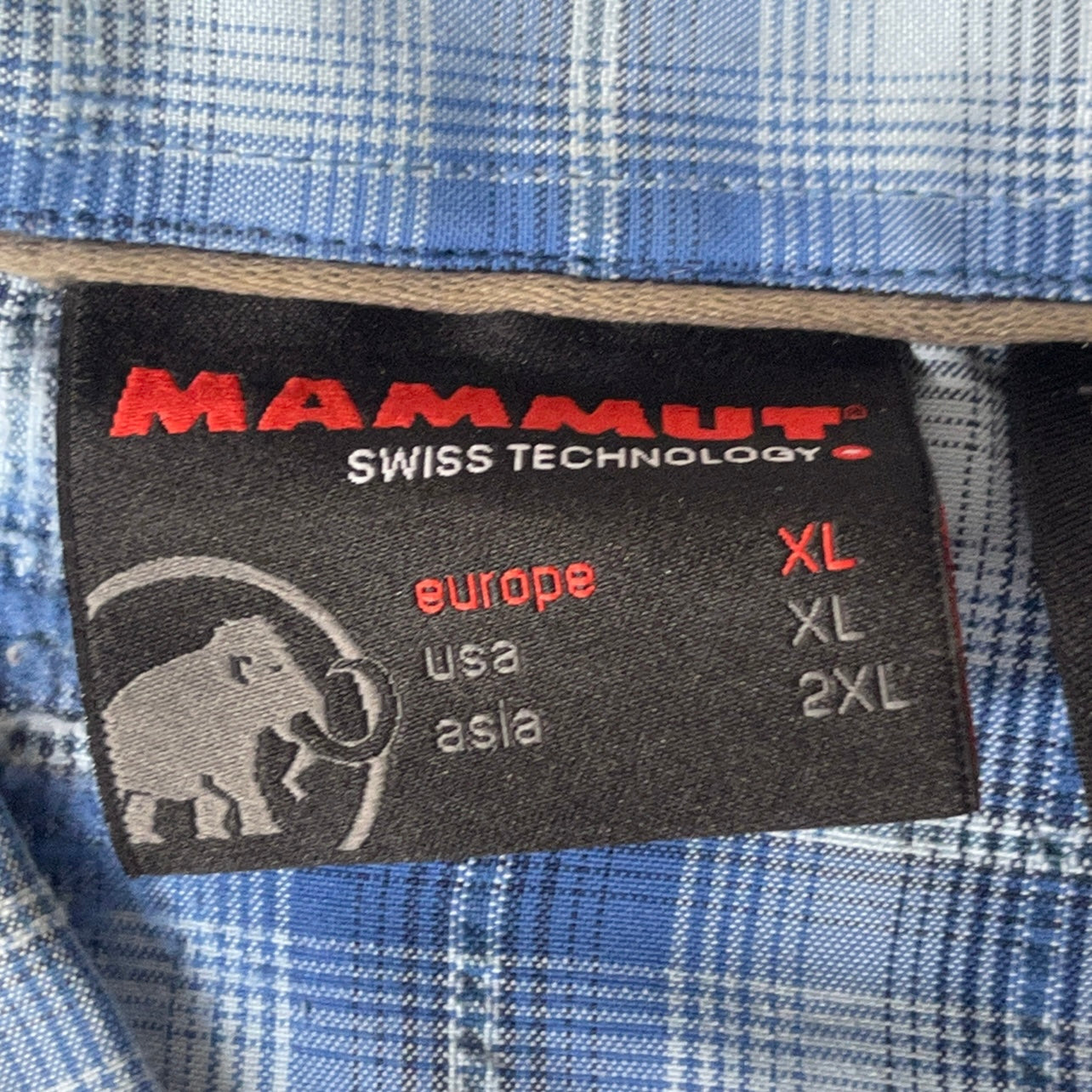 Kurzarm Wander- Hemd von Mammut (XL Herren) blau kariert