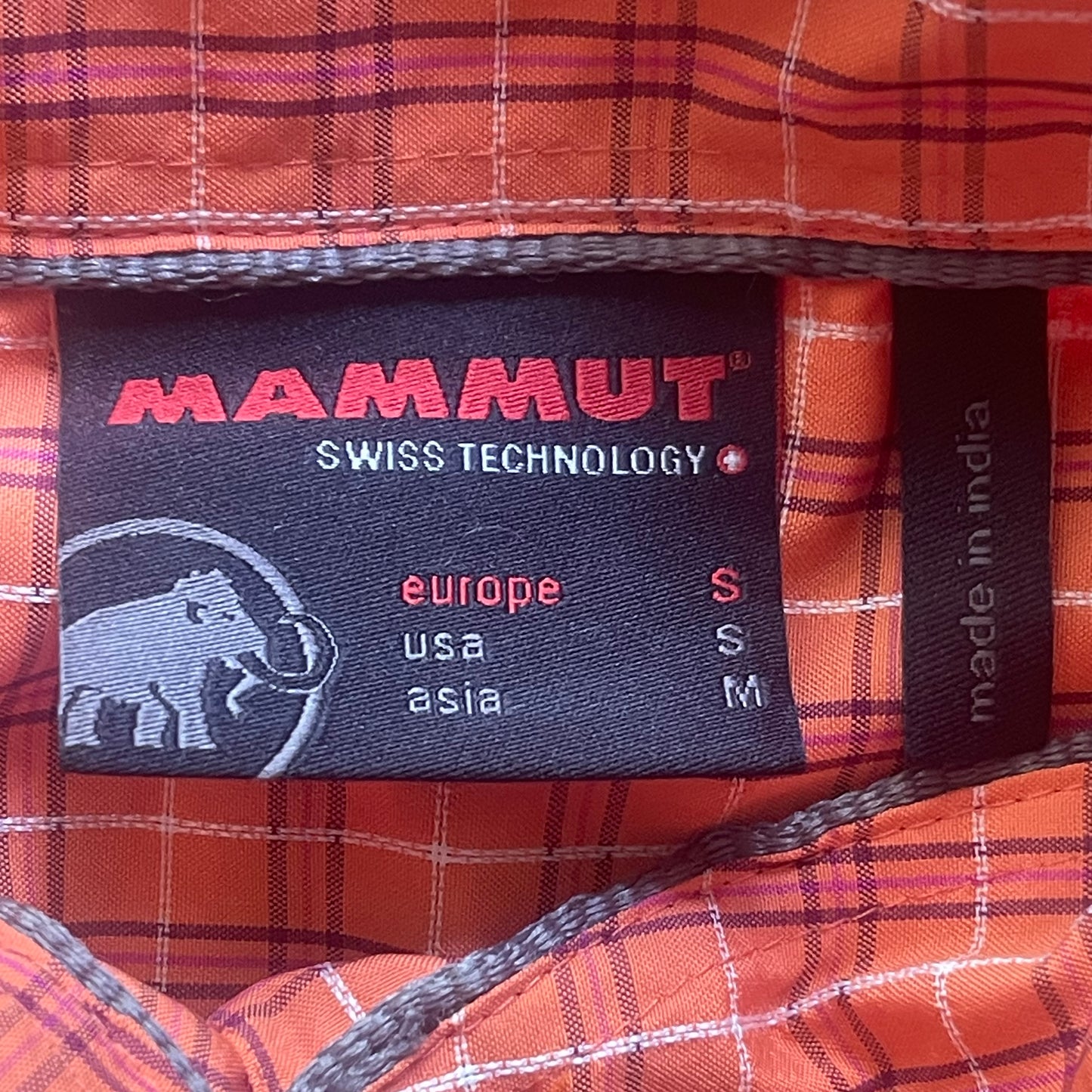 Kurzarm- Hemd von Mammut (S Damen) orange kariert