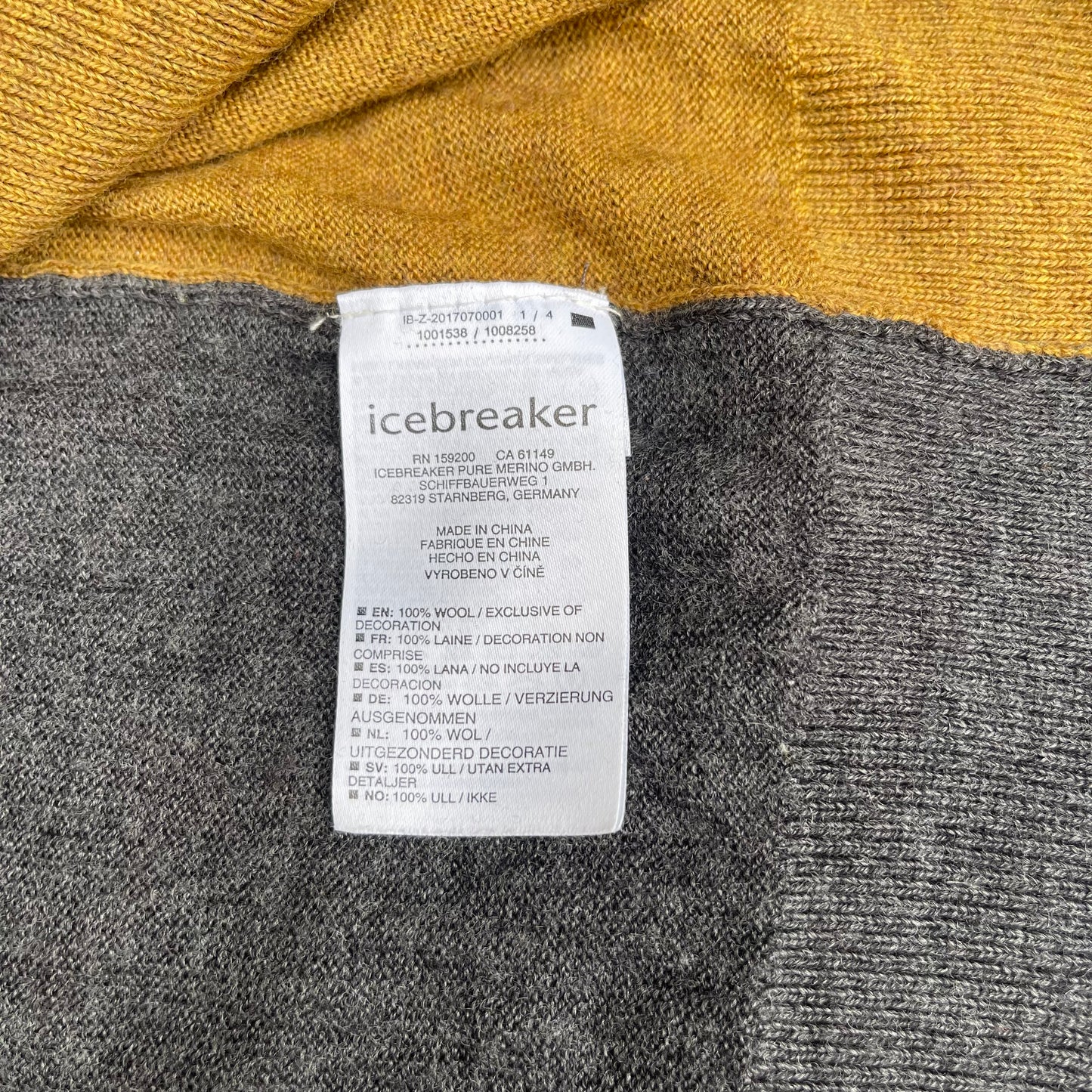 Pullover von Icebreaker 100% Merino S grau senfgelb