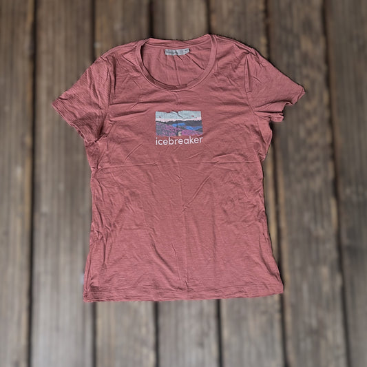 T-Shirt von Icebreaker Merino (Damen M) rosa mit Print
