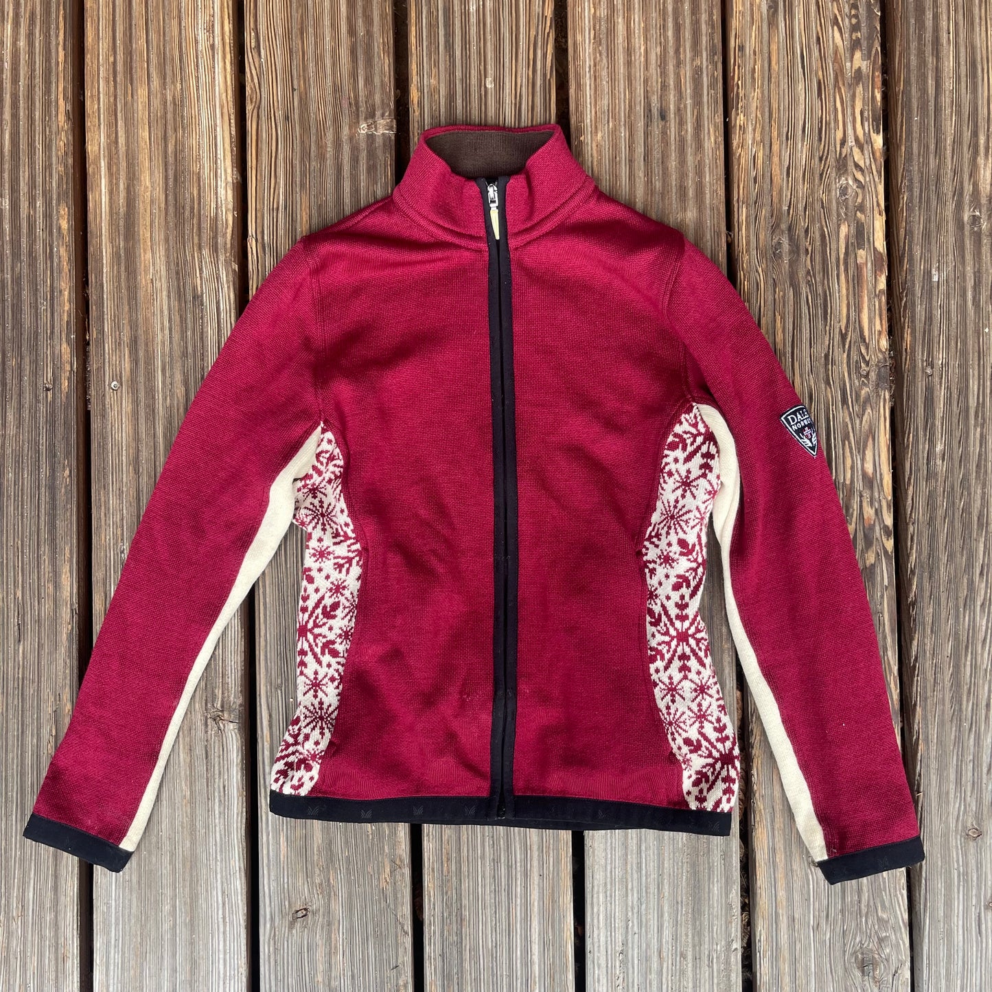 Strick- Jacke von Dale of Norway S Damen rot-weiß