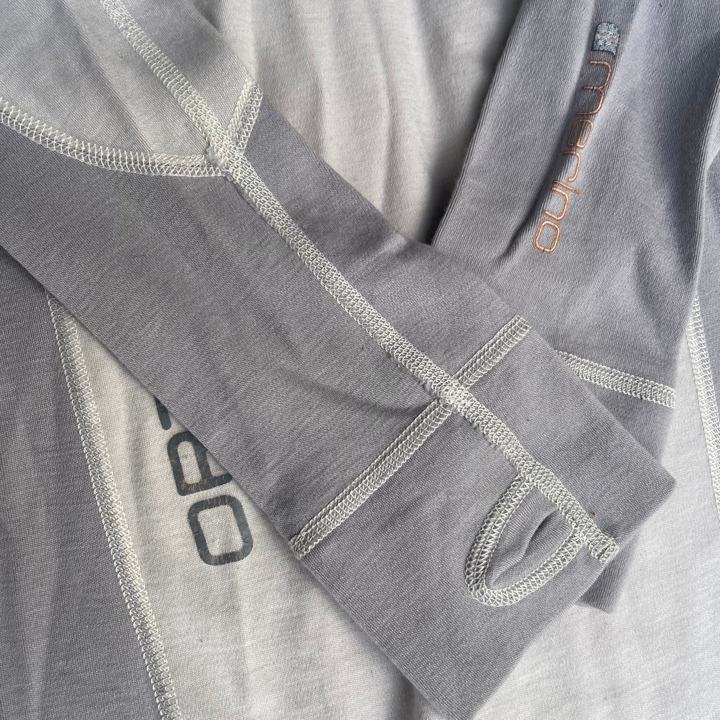 Longsleeve XL Damen Ortovox 100% Merino Funktionsunterwäsche grau-weiß