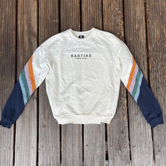 Kaotiko Pullover (S) Sweatshirt weiß dunkelblau bunt