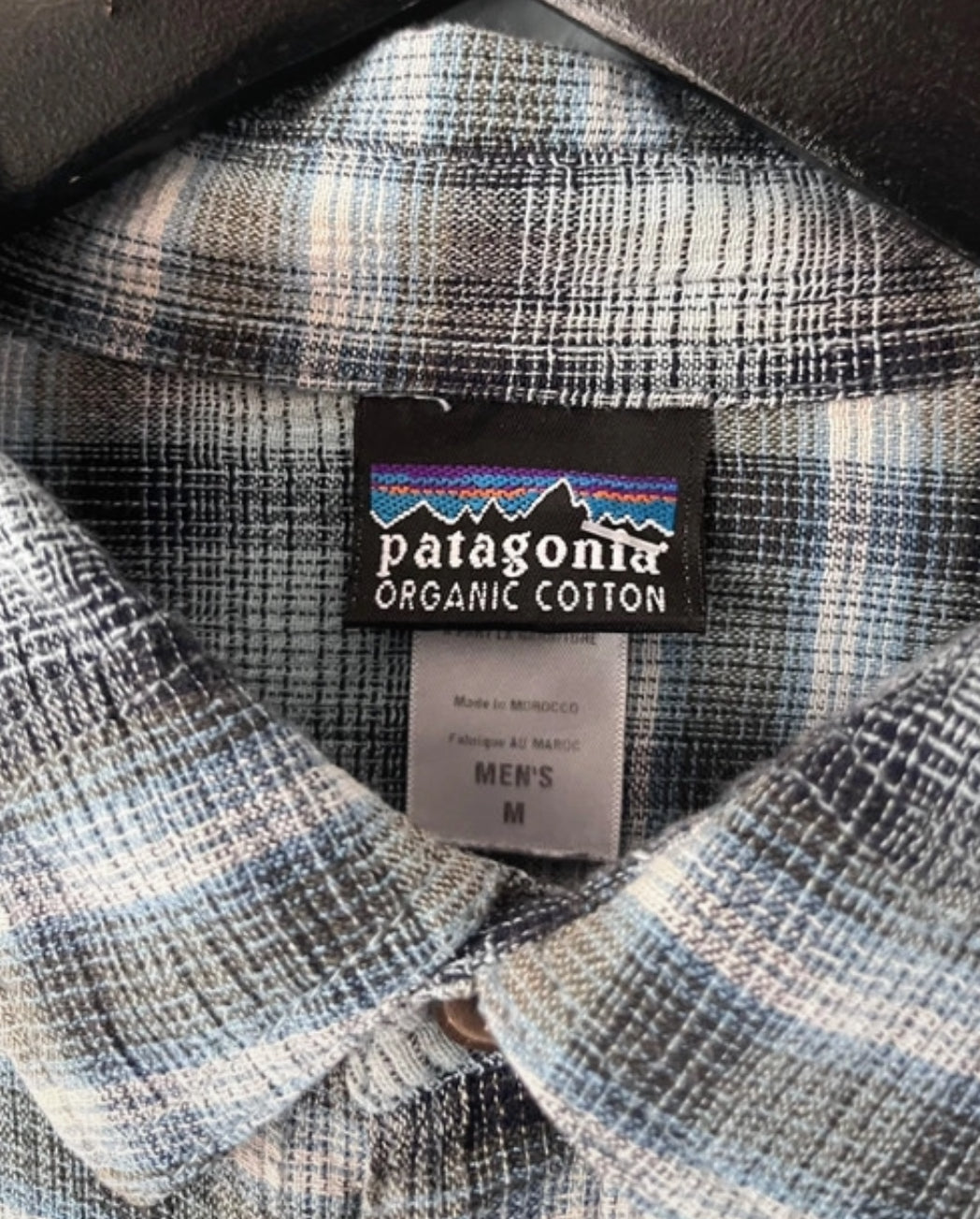 Patagonia Kurzarm Hemd M 100% Baumwolle schwarz-blau kariert