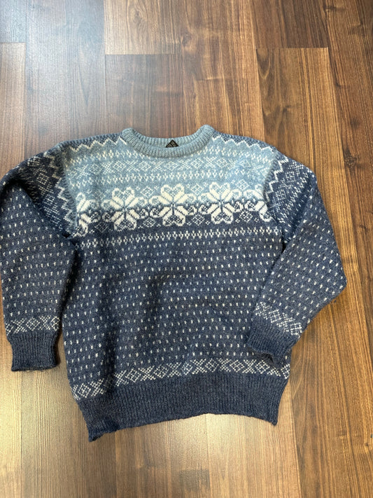 Strick Pullover Dale of Norway (S Herren) 100% Wolle weiß blau