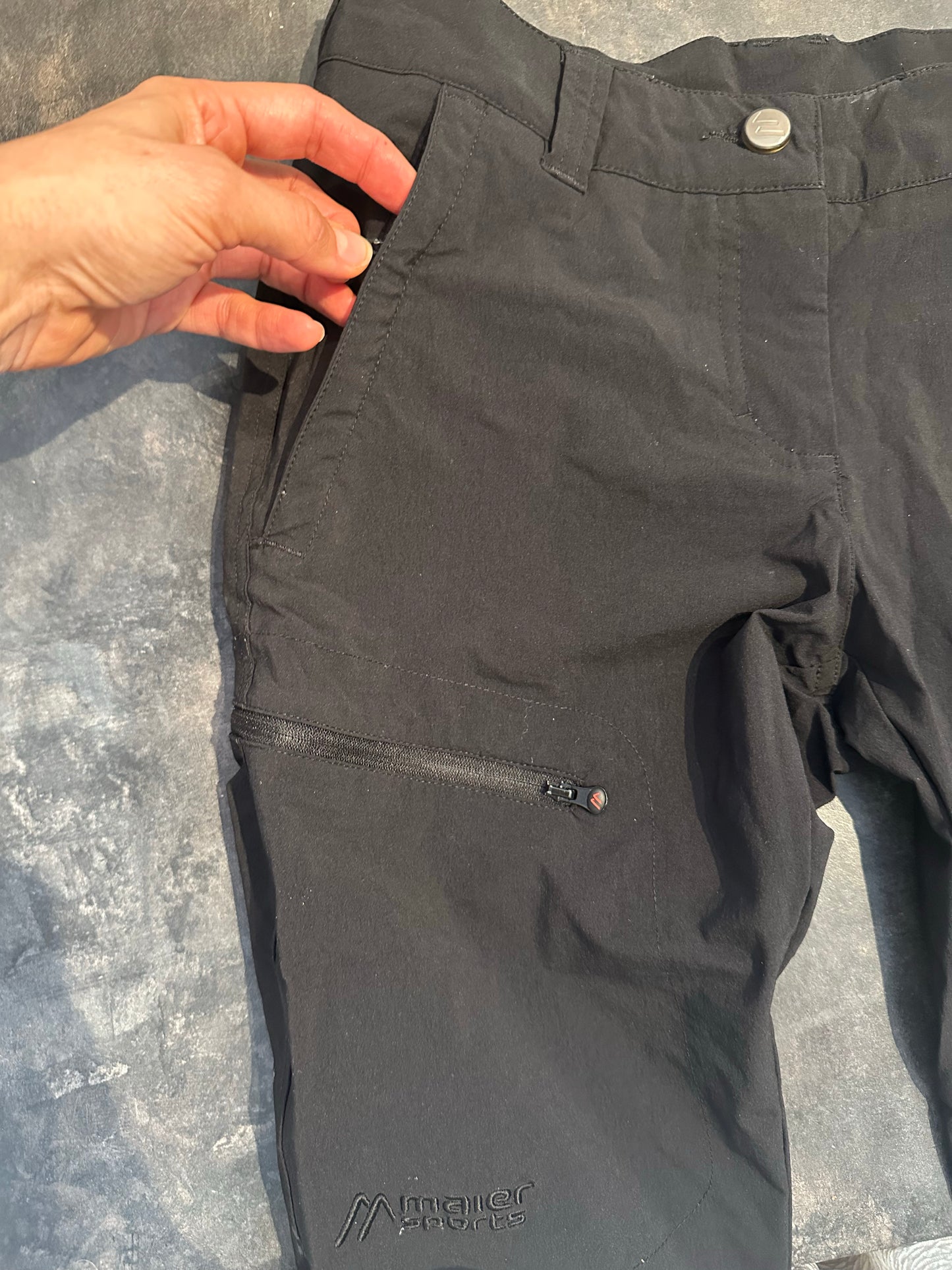 Trekking Hose Maier Sports (XS Damen) leichtes Stretch Softshell schwarz