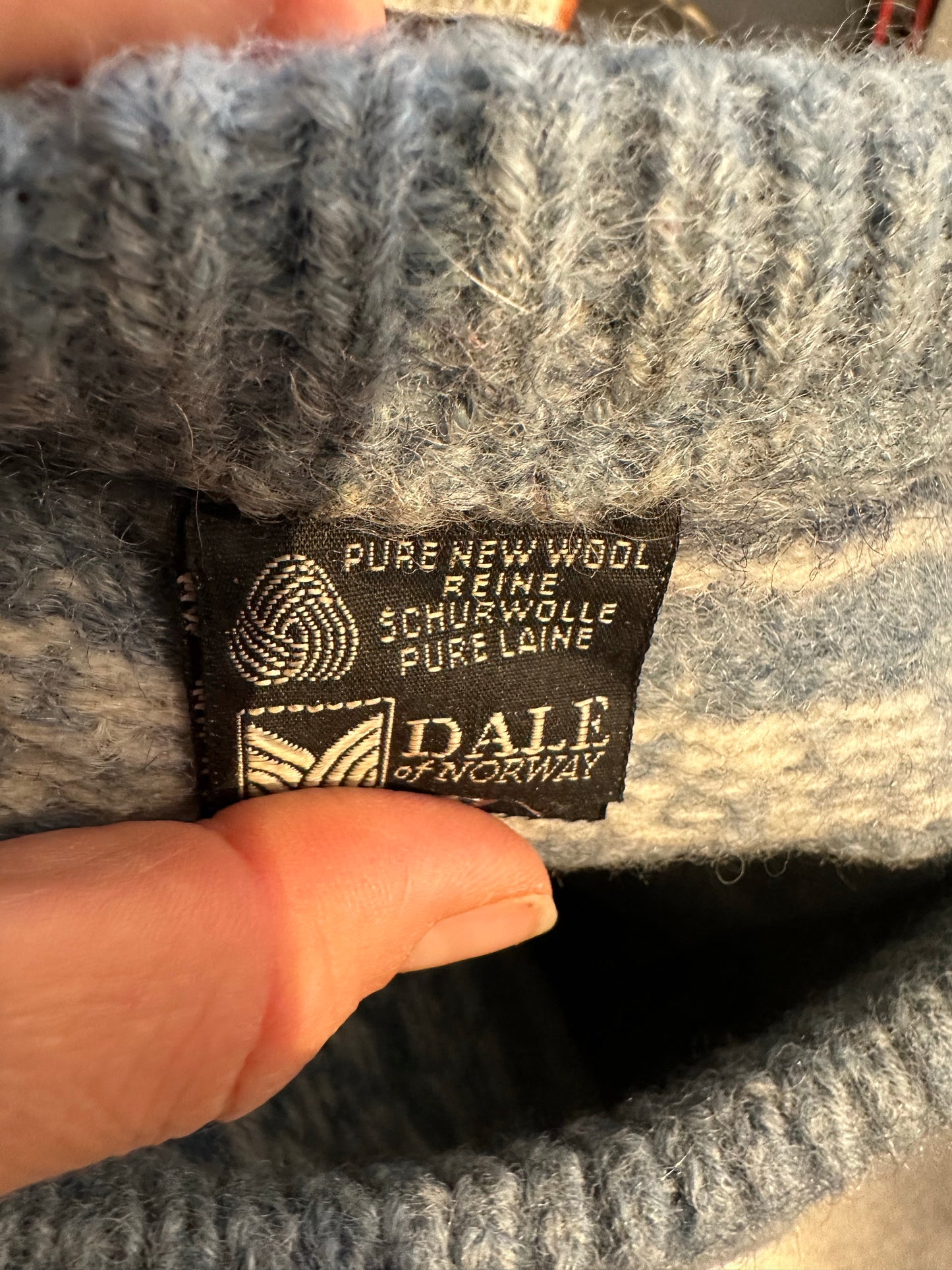 Strick Pullover Dale of Norway (S Herren) 100% Wolle weiß blau