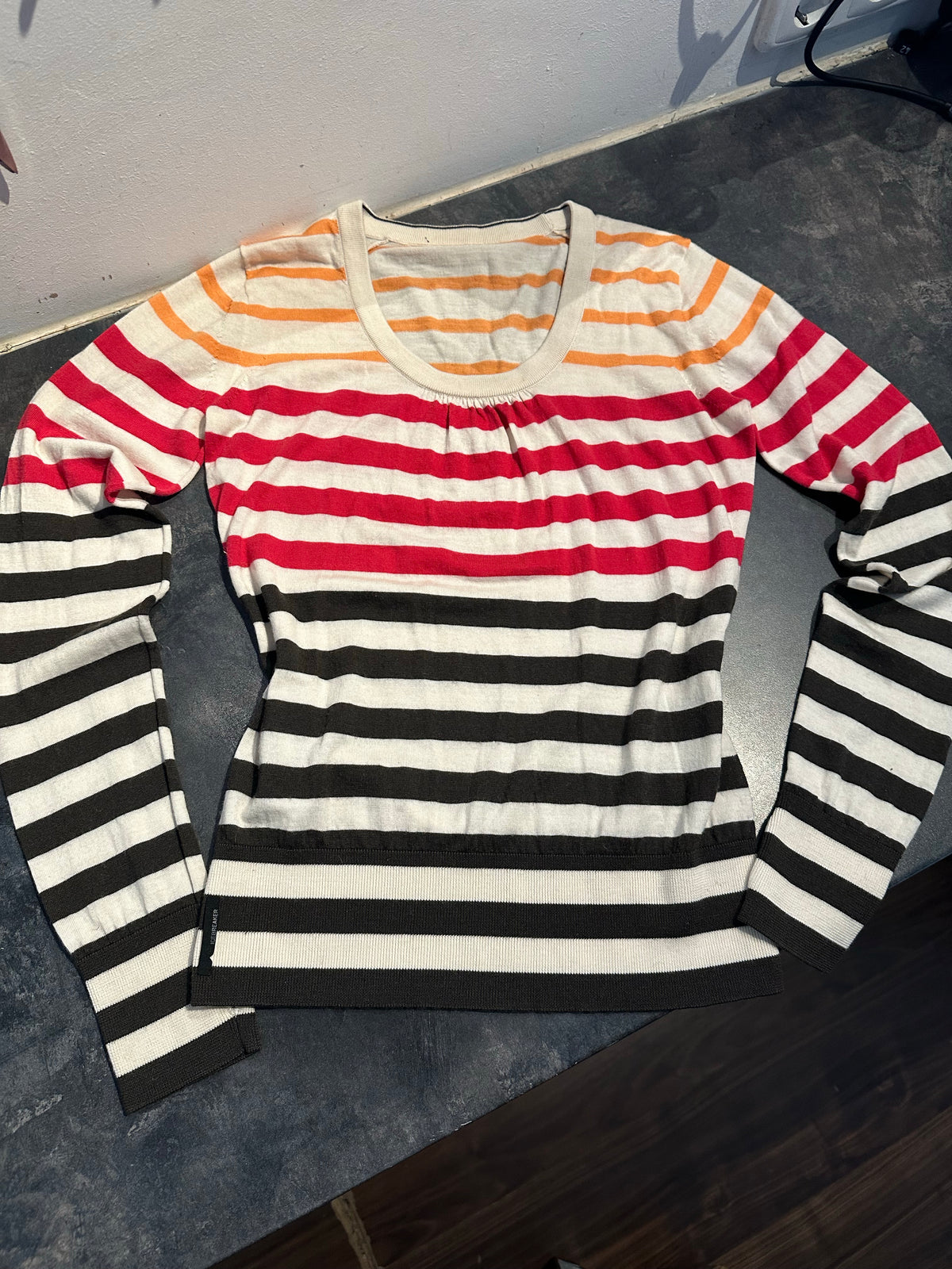 Strick Pullover Icebreaker 100% Merino (M Damen) weiß gestreift