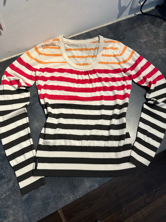 Strick Pullover Icebreaker 100% Merino (M Damen) weiß gestreift
