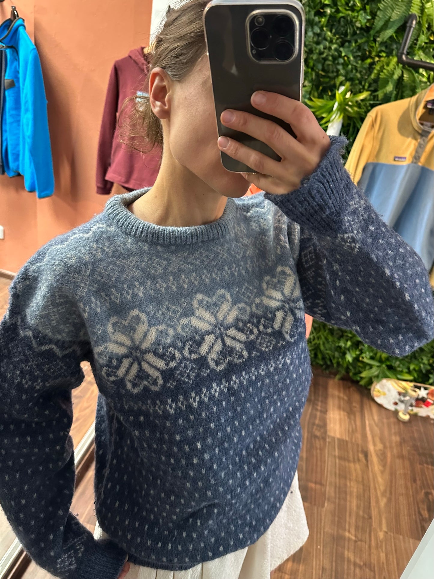 Strick Pullover Dale of Norway (S Herren) 100% Wolle weiß blau
