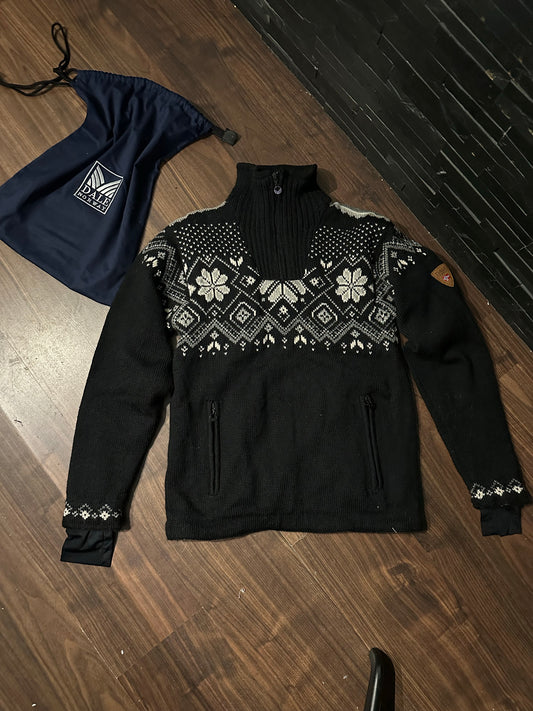 Strick Pullover Dale of Norway (M Herren) Neck Zip schwarz Muster