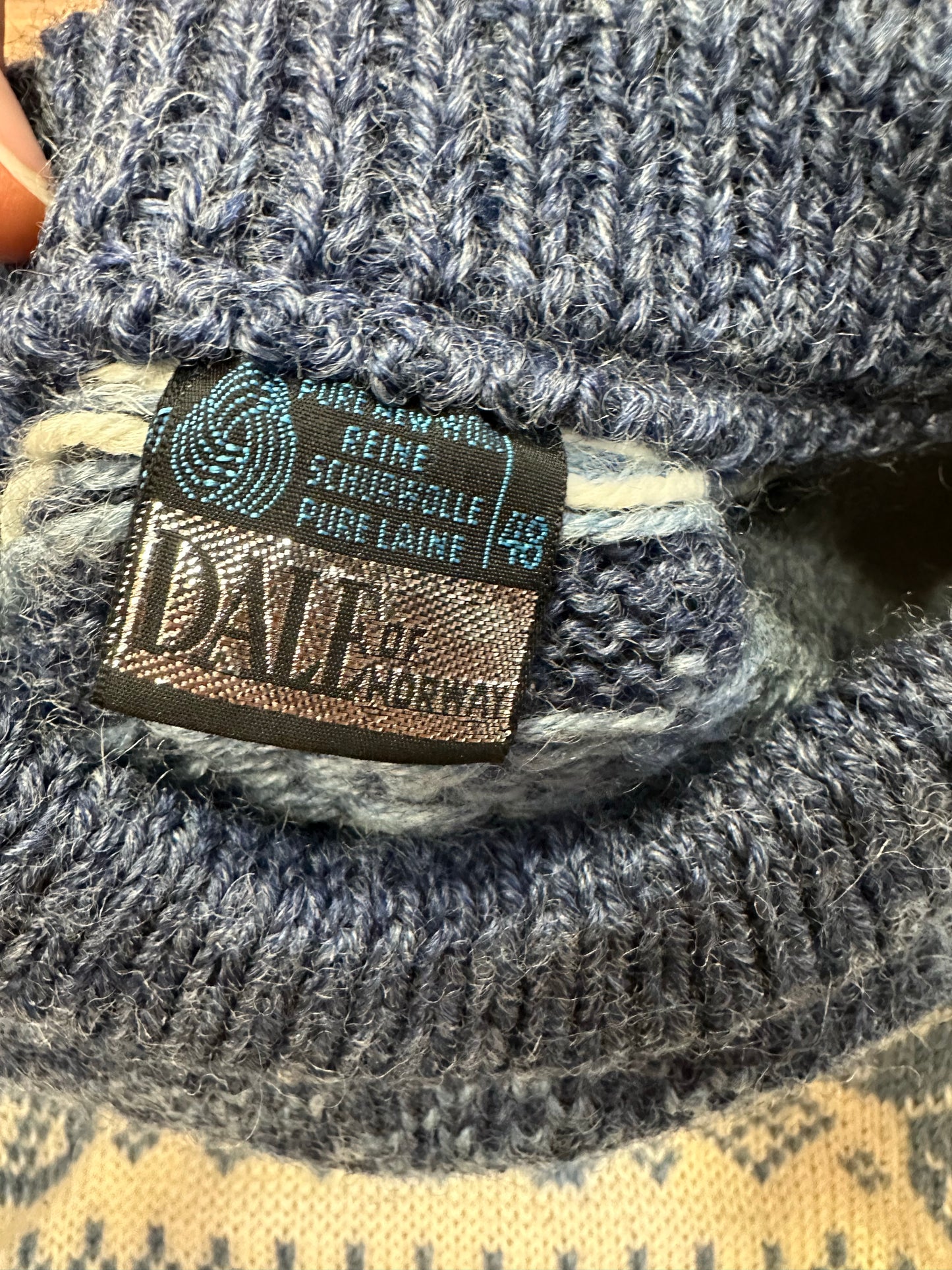 Strick Pullover Dale of Norway (M Herren) 100% Wolle weiß blau