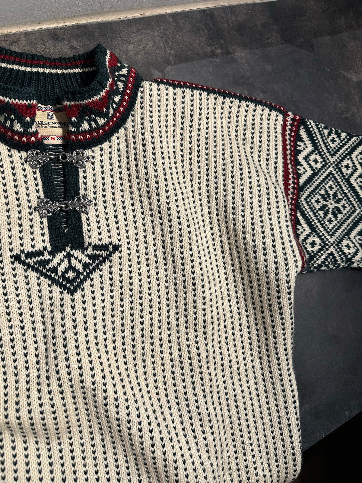 100% Wolle Dale of Norway Pullover (M Herren) weiß grün