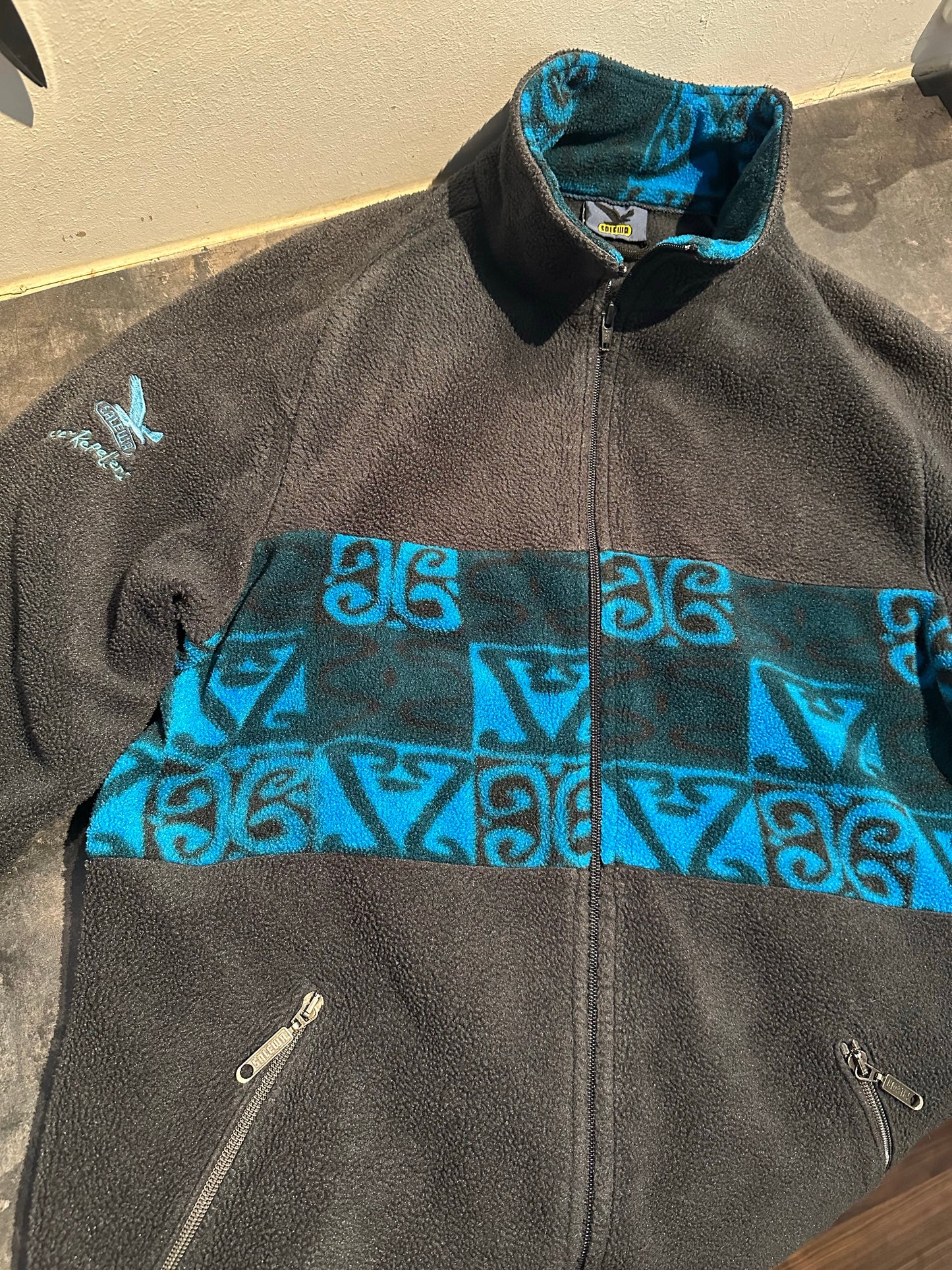 Vintage Fleece Pullover von Salewa (M-L Unisex) blau schwarz