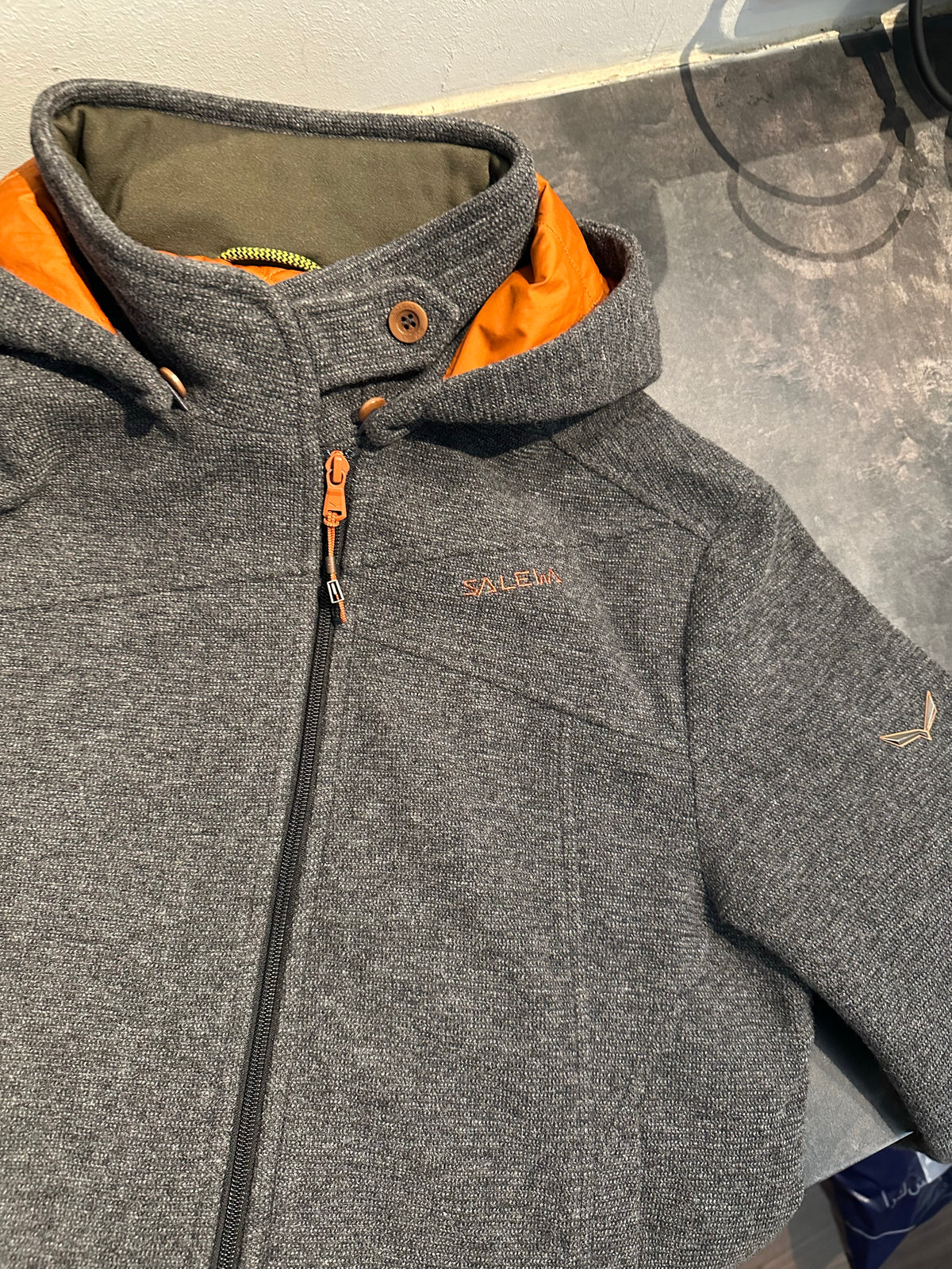 Wolljacke von Salewa (XL Herren) Parka gefüttert dunkelgrau