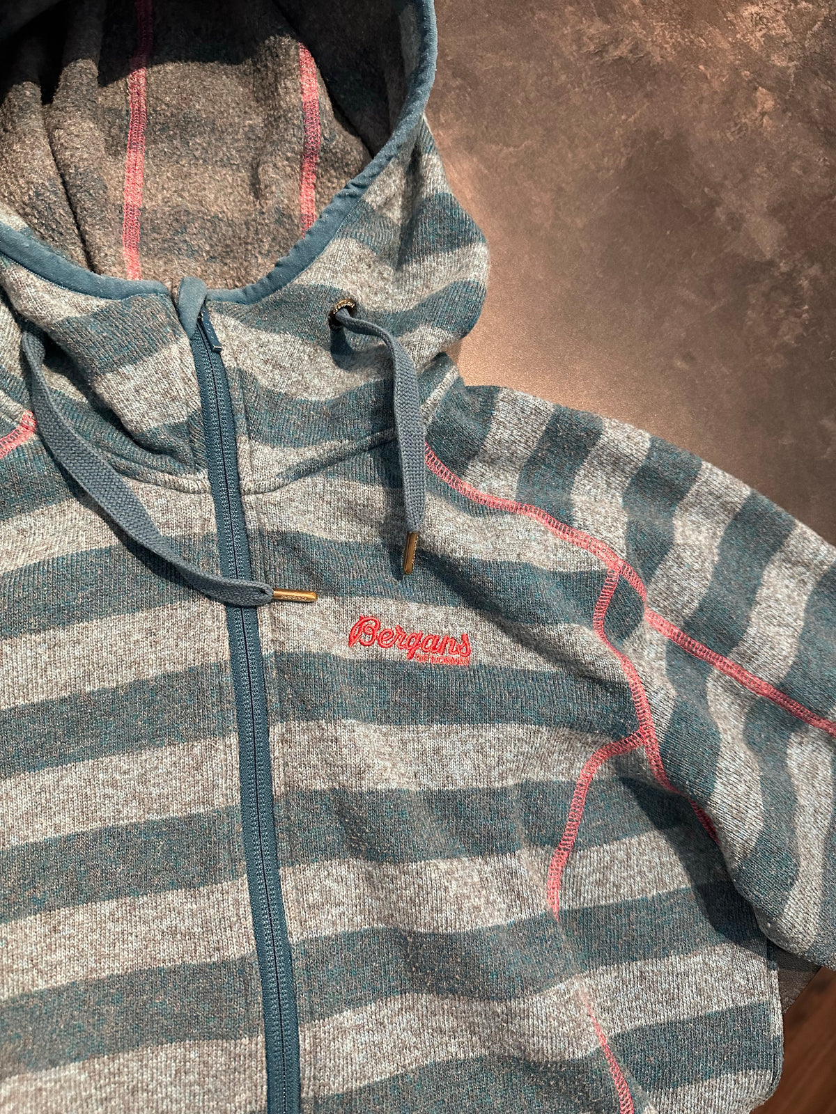 Jacke Bergans of Norway (M Damen) Zip Hoodie Wolle türkis gestreift