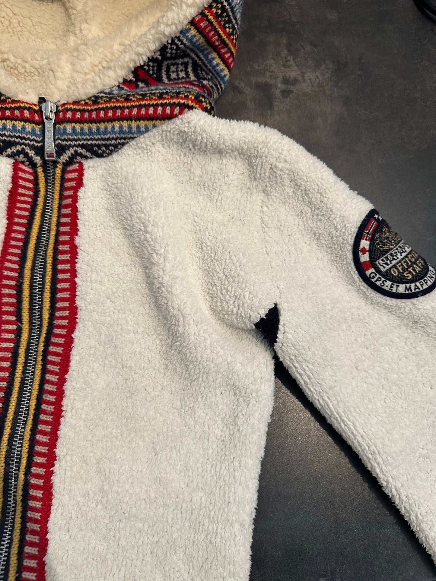 Teddy Jacke (S Damen) Retro Pile weiß