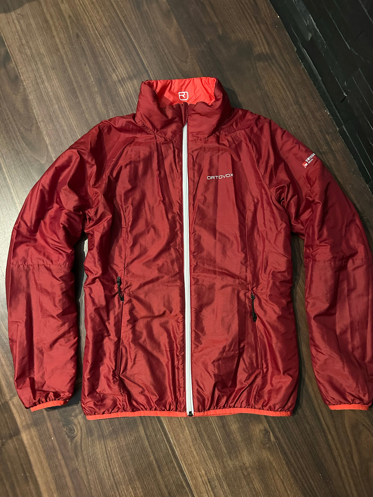 Kapuzen Jacke Ortovox (M Damen) Swisswool rot grau