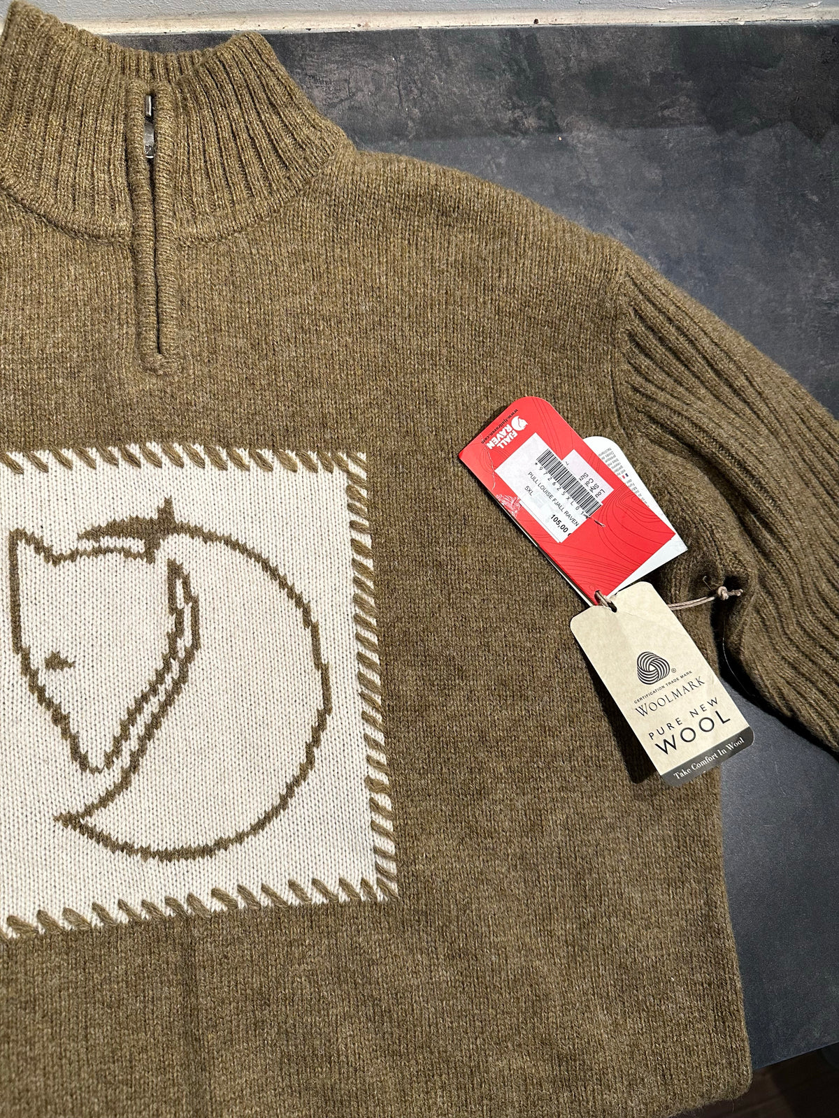 Strick Pullover Fjällräven pure Wolle (XL Damen) braun khaki