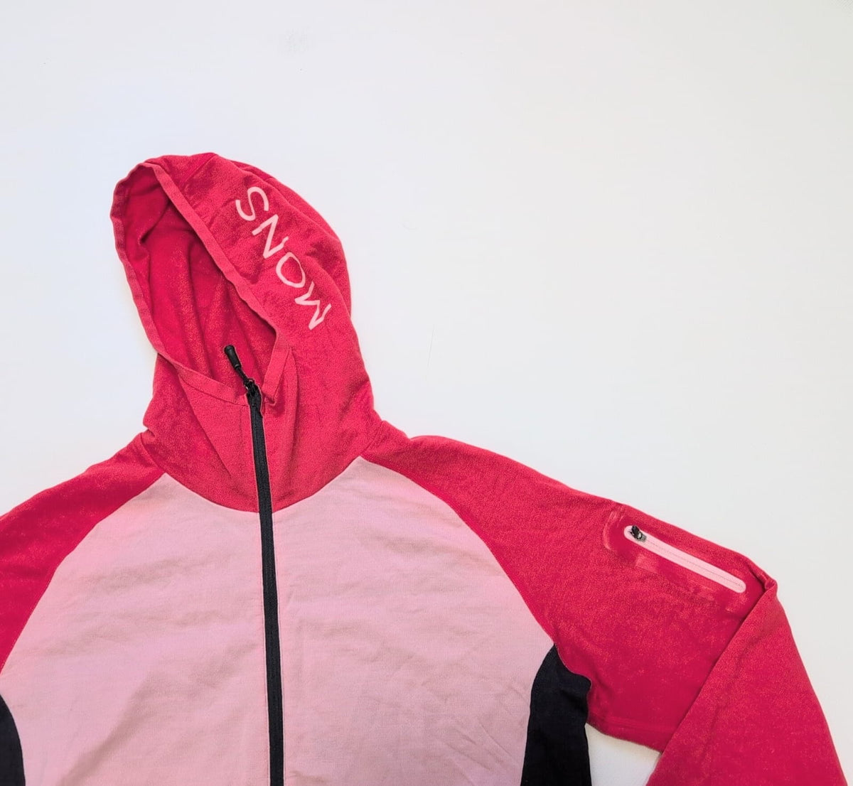 Merino Jacke (L Damen) Zip Hoodie rot pink schwarz