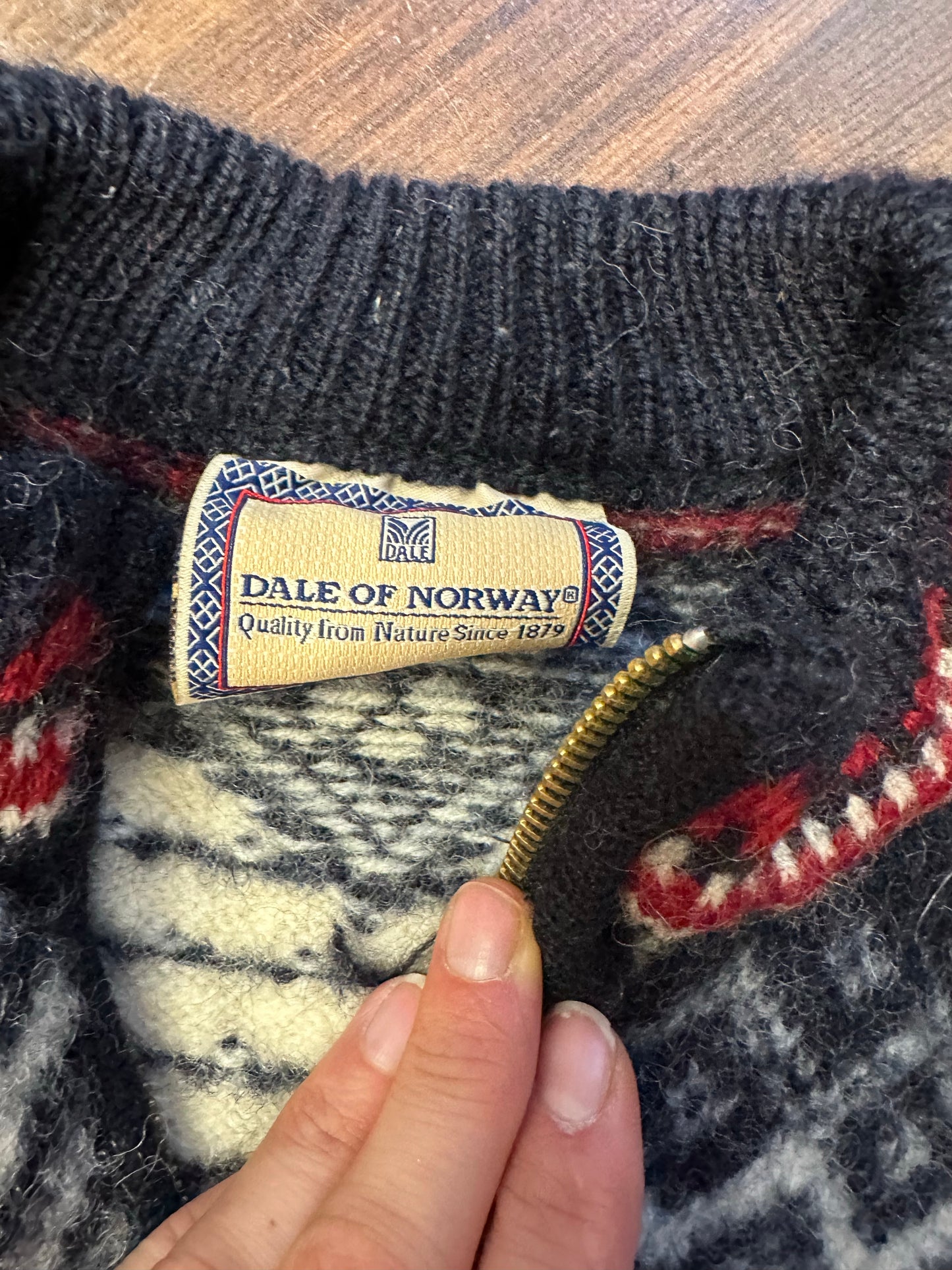 Strick Pullover Dale of Norway (XS Herren) Wolle schwarz weiß rot