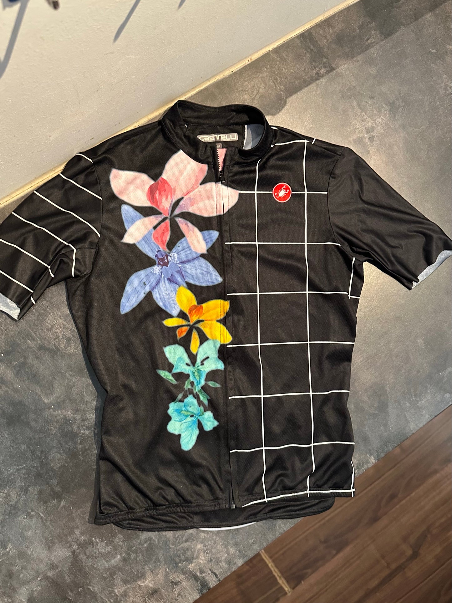 Zipper Radtrikot Castelli (M Damen) schwarz print