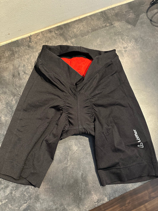 Halblange Radhose von Löffler (S-M Damen) schwarz mit Polster