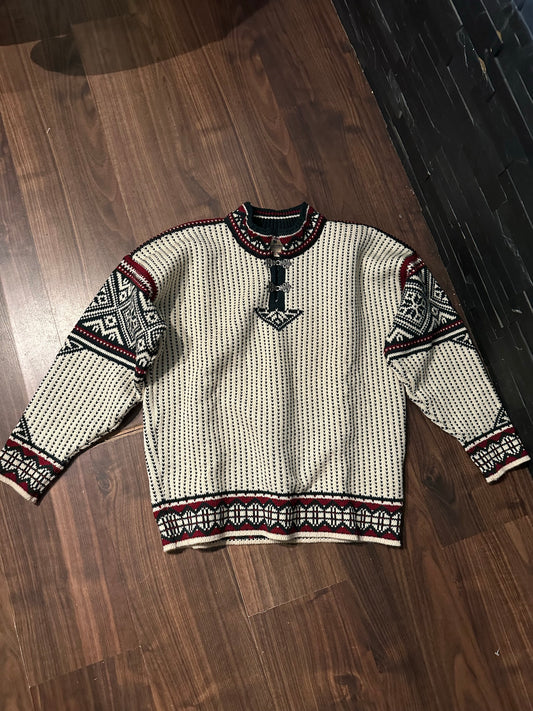 100% Wolle Dale of Norway Pullover (M Herren) weiß grün