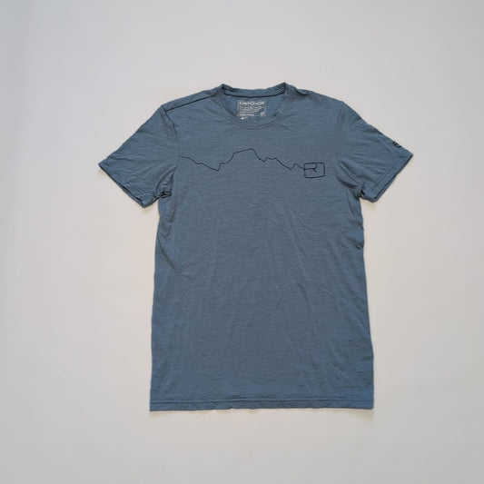 Merino T-Shirt von Ortovox (S Herren) stahlblau mit Print
