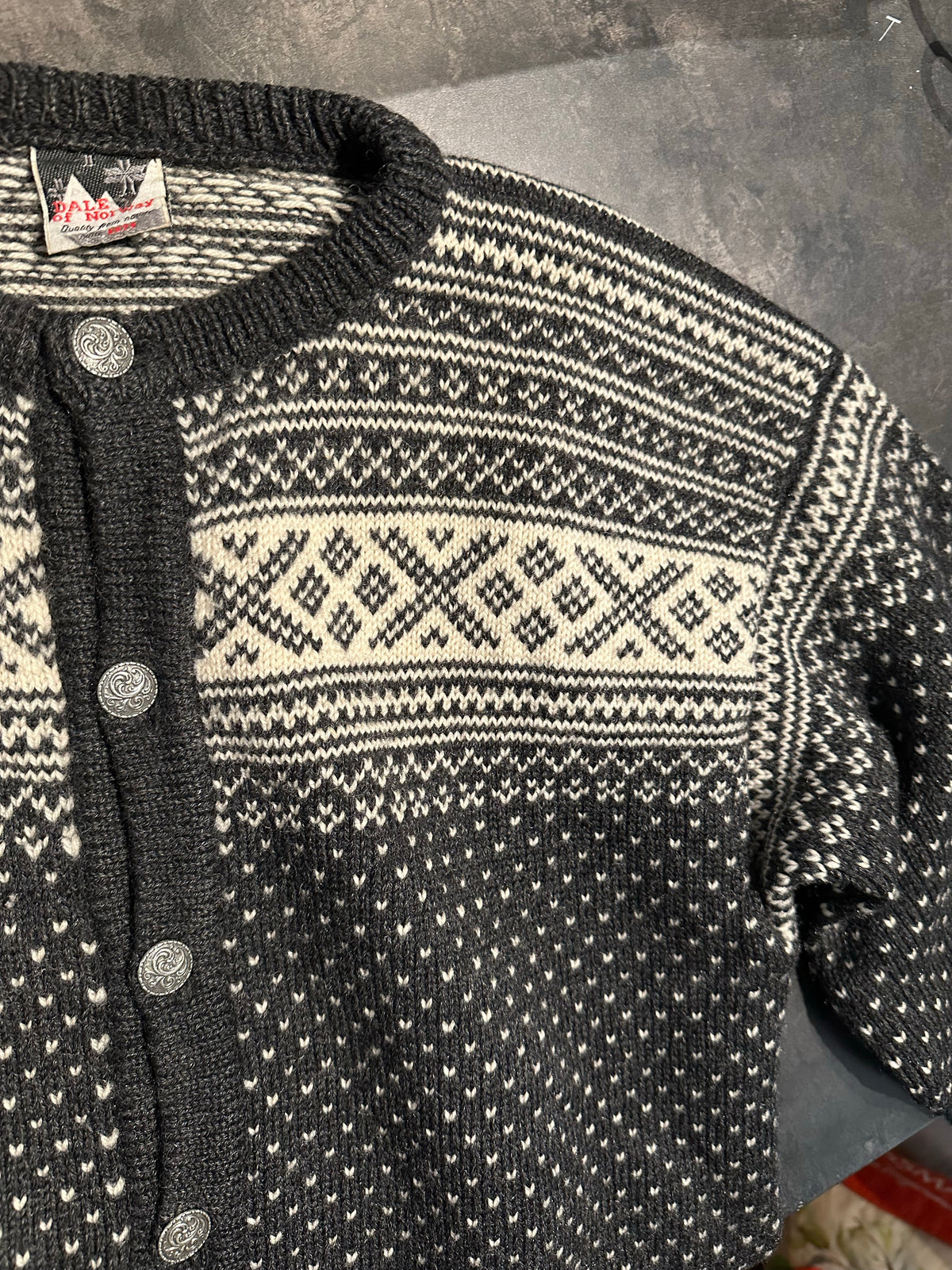 Strick Jacke Dale of Norway Wolle (XXL Herren) schwarz weiß